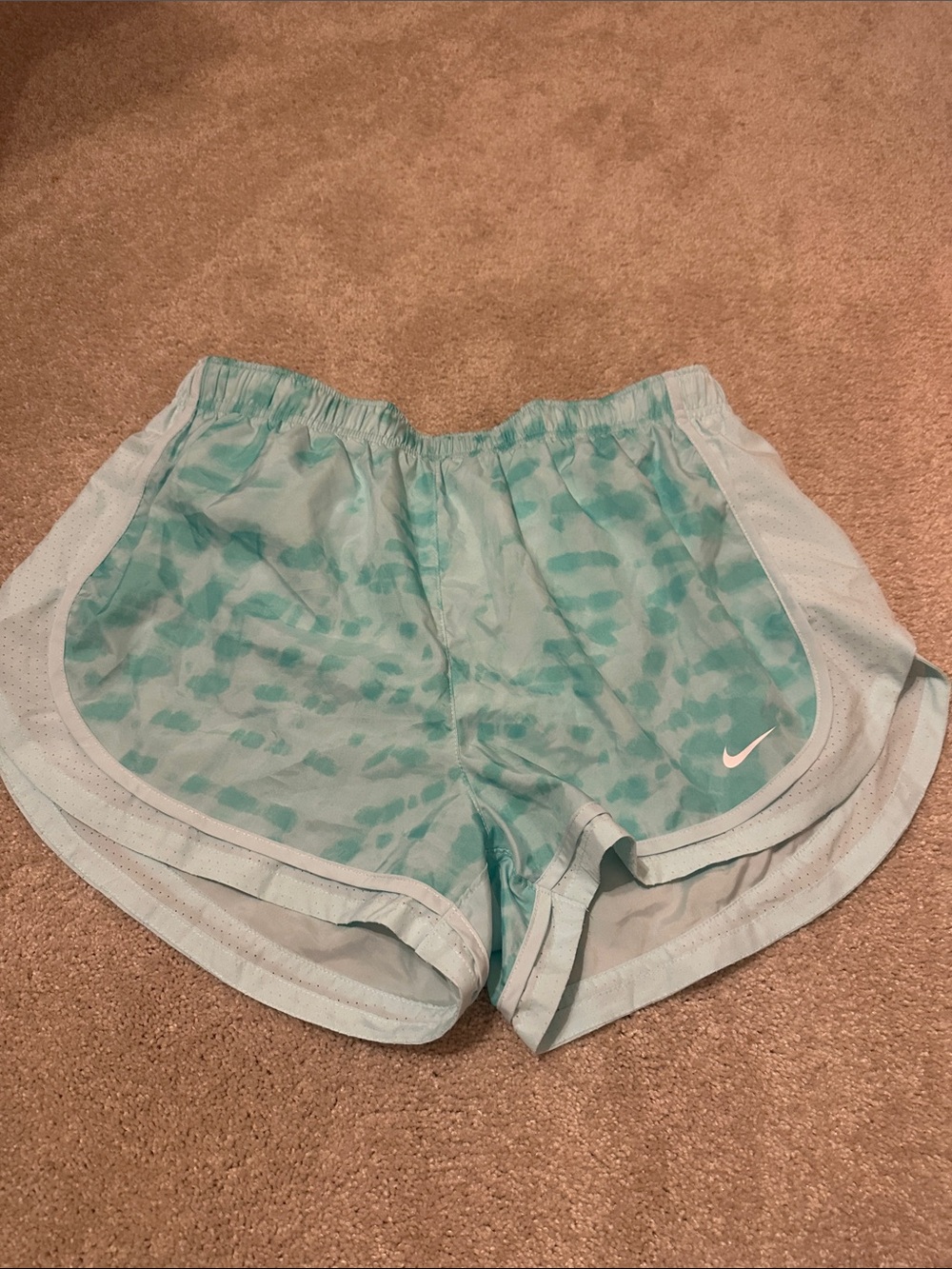 Nike Women's Light Teal Tie-Dye Running Shorts